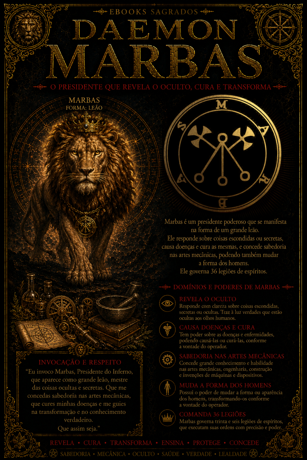 Ebook ritualístico Daemon Marbas — 5º Espírito da Goetia